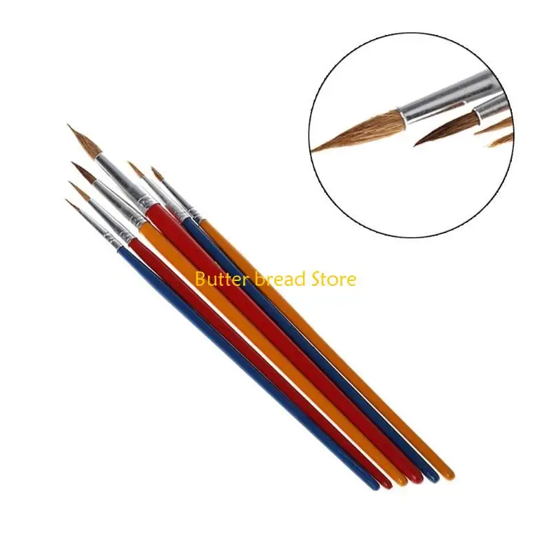 W89C 6pcs Two Type Wooden Nylon Painting Drawing Oil Paint Artist Practice Brushes