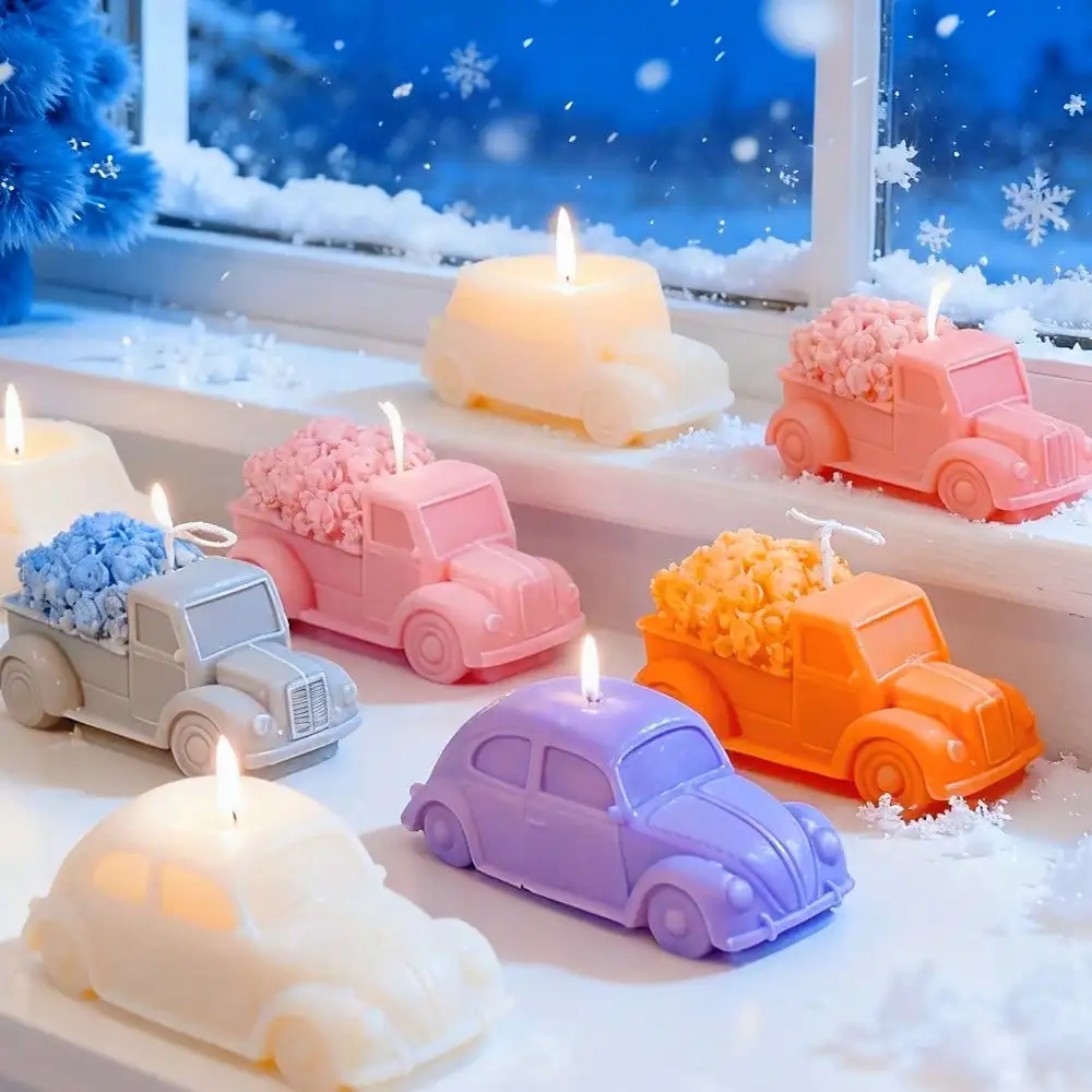 Multi Style Styling Car Silicone Candle Mold Rose Pickup Car Shape Soap Mould Resin Gypsum Making Tool DIY 3D Gifts Home Decor