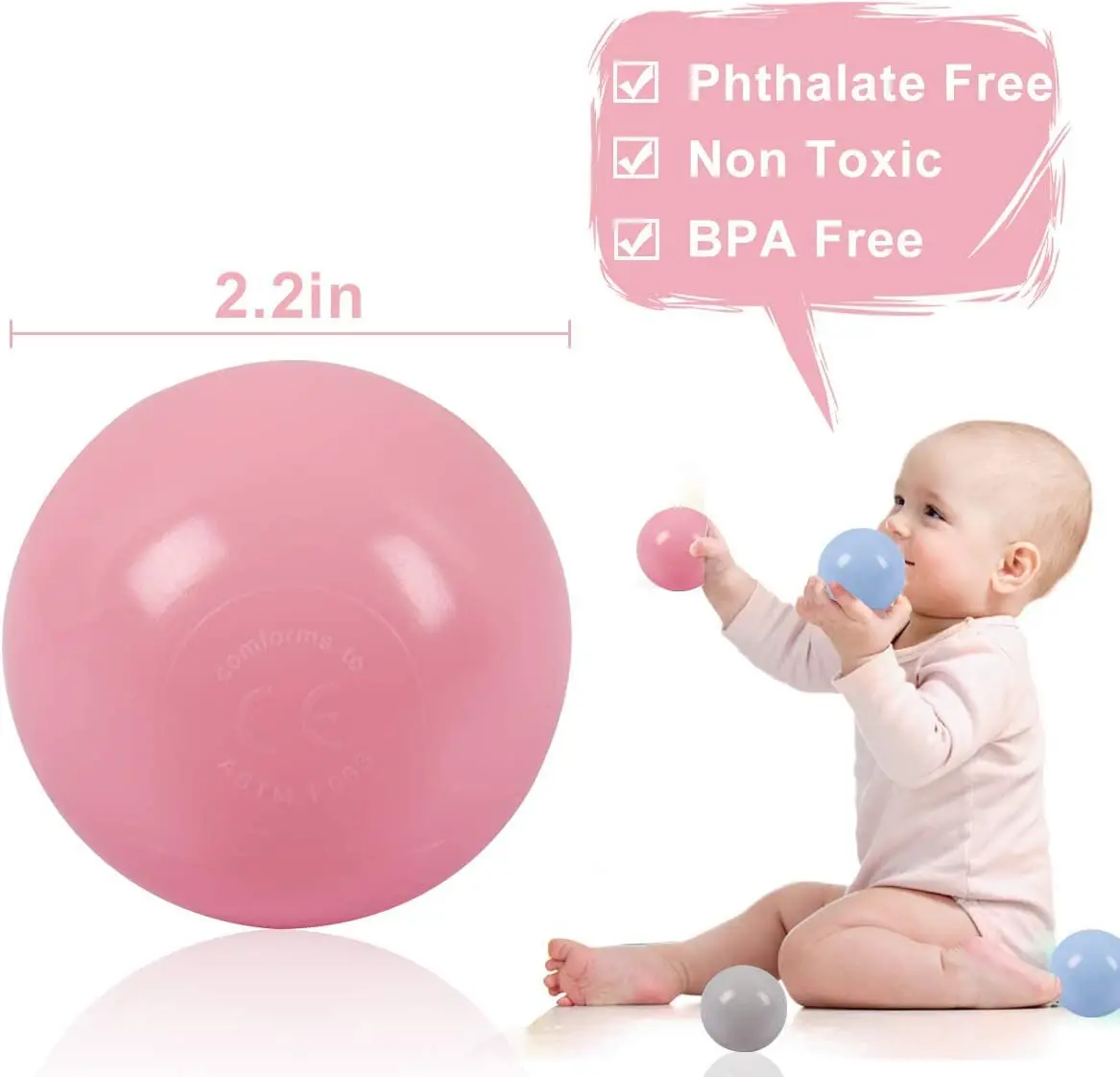 100 Stuks 55Mm Baby Plastic Ballen Water Zwembad Oceaan Bal Spelletjes Voor Kinderen Zwemmen Pit Spelen Huis Buitenshuis Sport Bal Tenten Baby Speelgoed