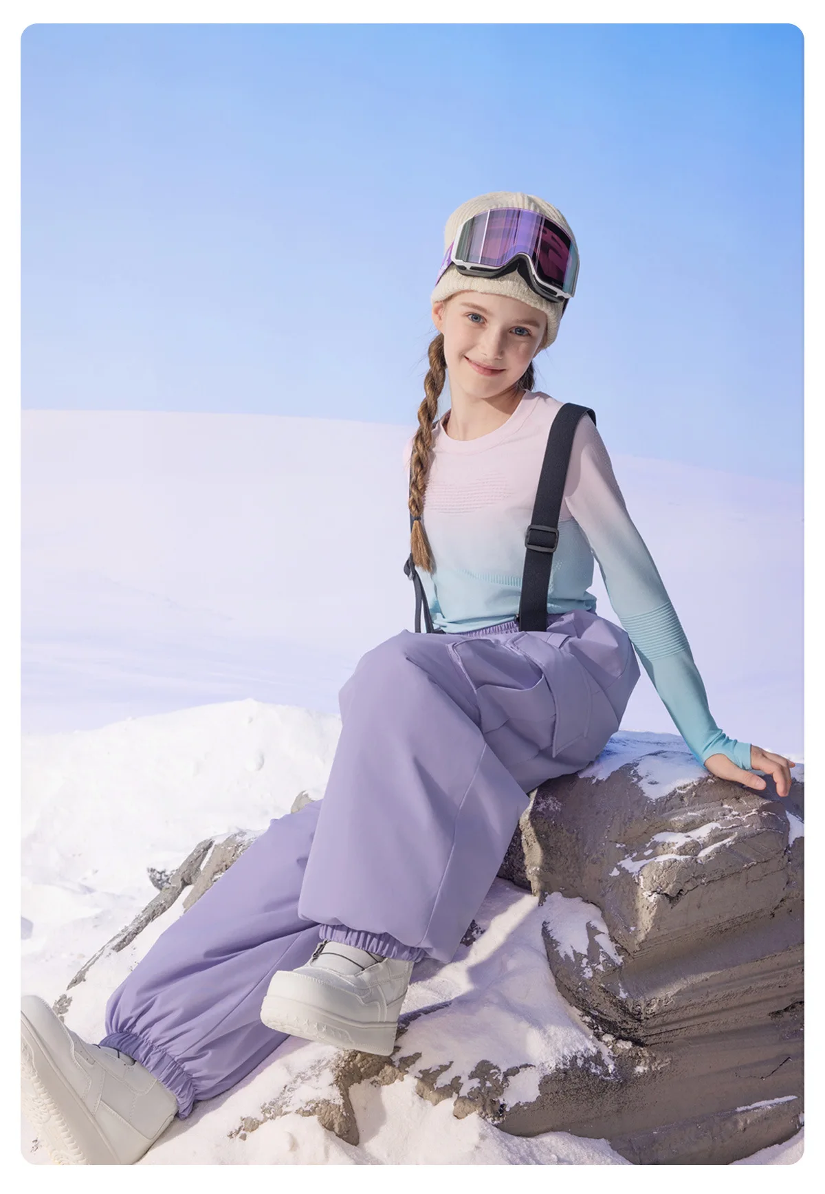 

HIGH EXPERIENCE 2025 Kids' Ski Bib Pants Full Tape Seam Waterproof Insulated Thermal Snowboard Trousers for Boys & Girls