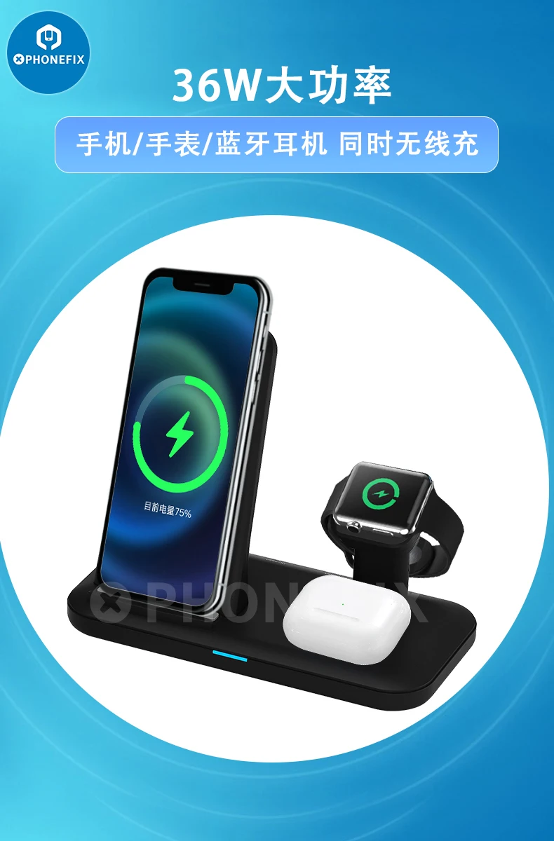 3 في 1 محطة شحن لاسلكية شحن سريع قفص الاتهام حامل ل iWatch 5/4/3/2/1 AirPods ل iPhone13/12Pro/11/XS/XR/8/سامسونج