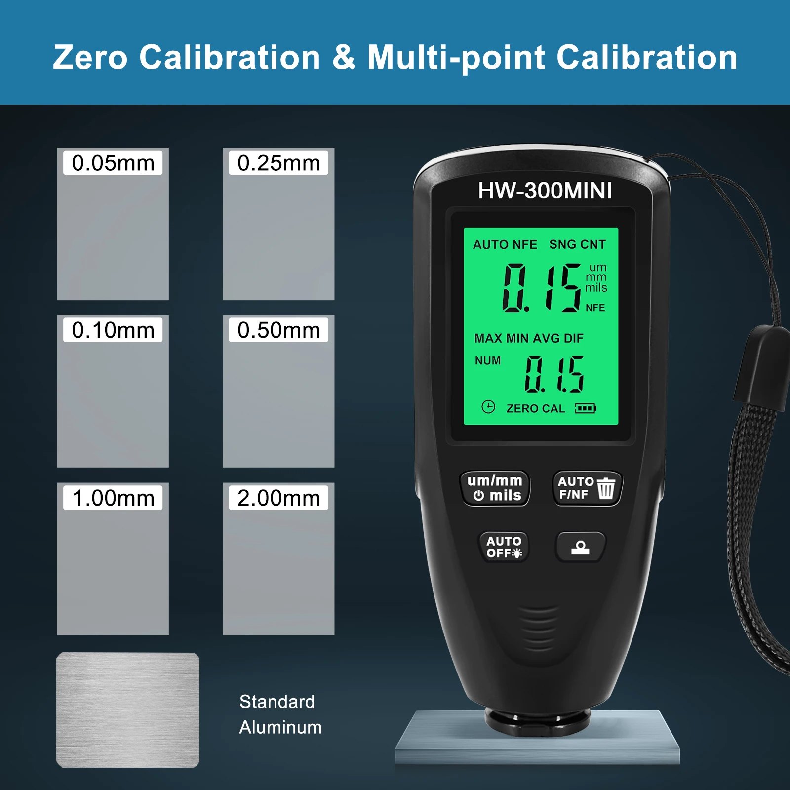 

Thickness Gauge with LCD Backlight Display Automotive Paint Plating Metal Coating Coating Gauge Coating Measurement Tool