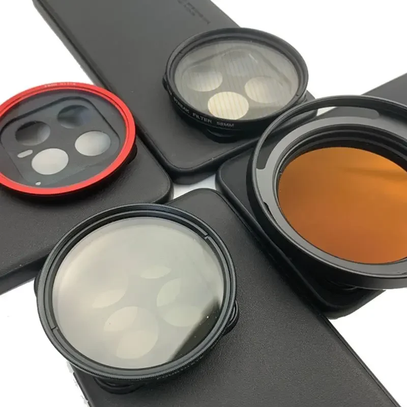 52MM Thread Interface Filter Ring Adapter Phone Case For Universal CPL VU Star Filter For Iphone 15 14 12 13 11 Plus Phone