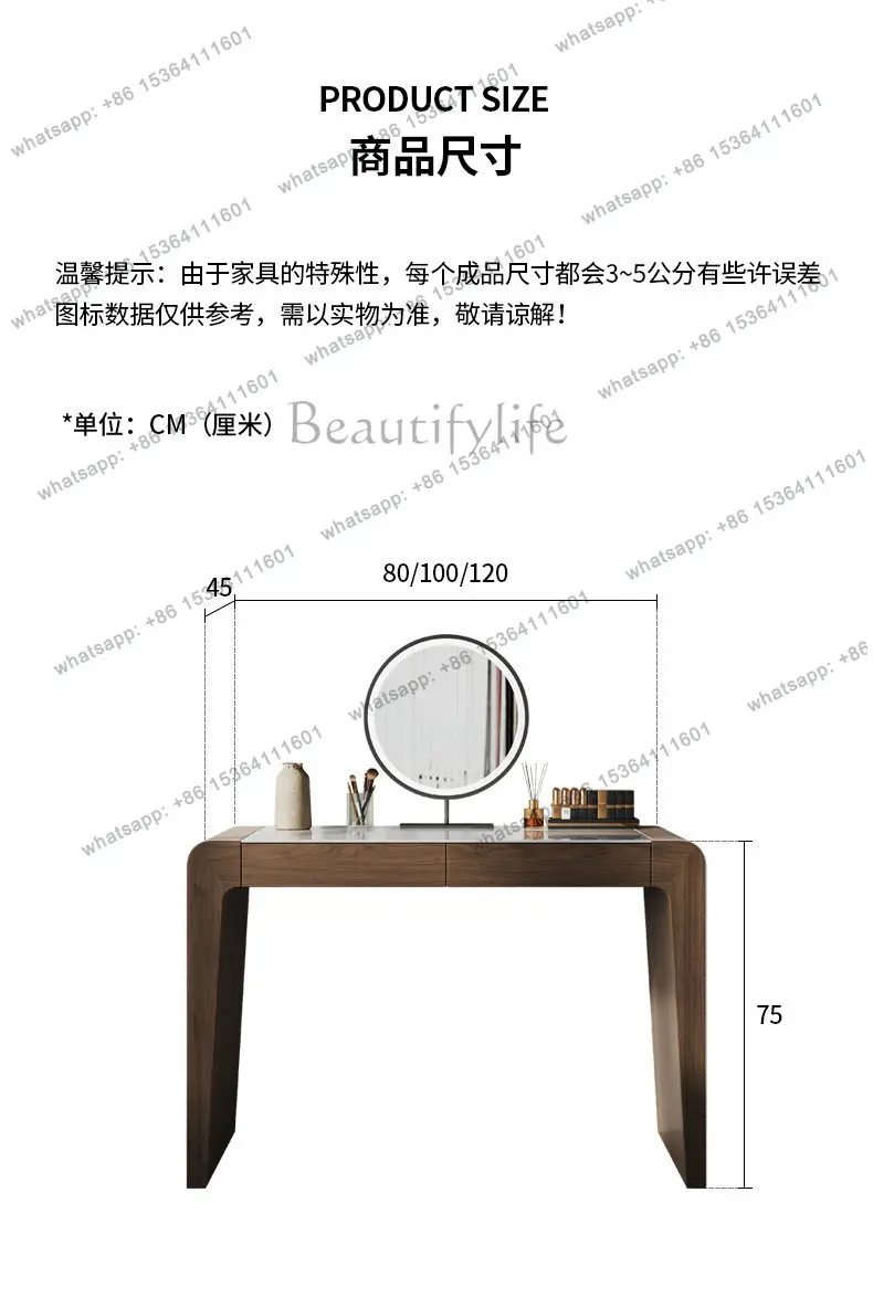 Designer premium Italian minimalist makeup table master bedroom light luxury retro bedroom dresser slate
