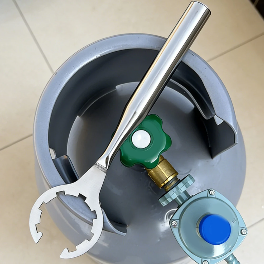 Stainless Steel Tool for Operating Main Gas Shut-Off Valves on Residential Service Lines and Appliance Hookups
