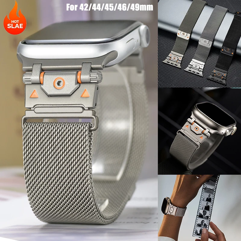 Luxury Milanese Loop Strap for Apple Watch Series 10 46mm Ultra 49mm Men Metal Band for Series 9 8 7 6 5 4 45mm 44mm Correa Band