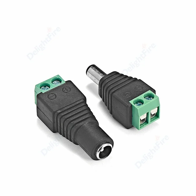 Conector CC macho hembra, adaptador de conector de alimentación de 2,1mm x 2,5mm para tira de luces LED, enrutador CCTV, cámara, electrodoméstico