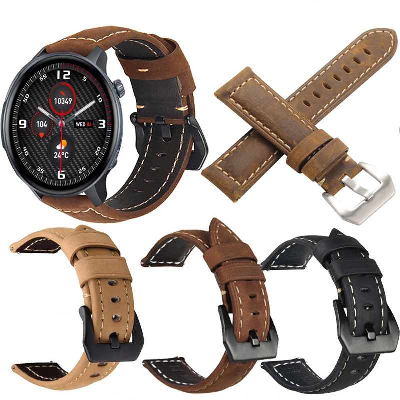 

Quick Release Leather Straps for Zeblaze Btalk 3 Pro Quality Genuine Retro Genuine Leather Watchband Accessories