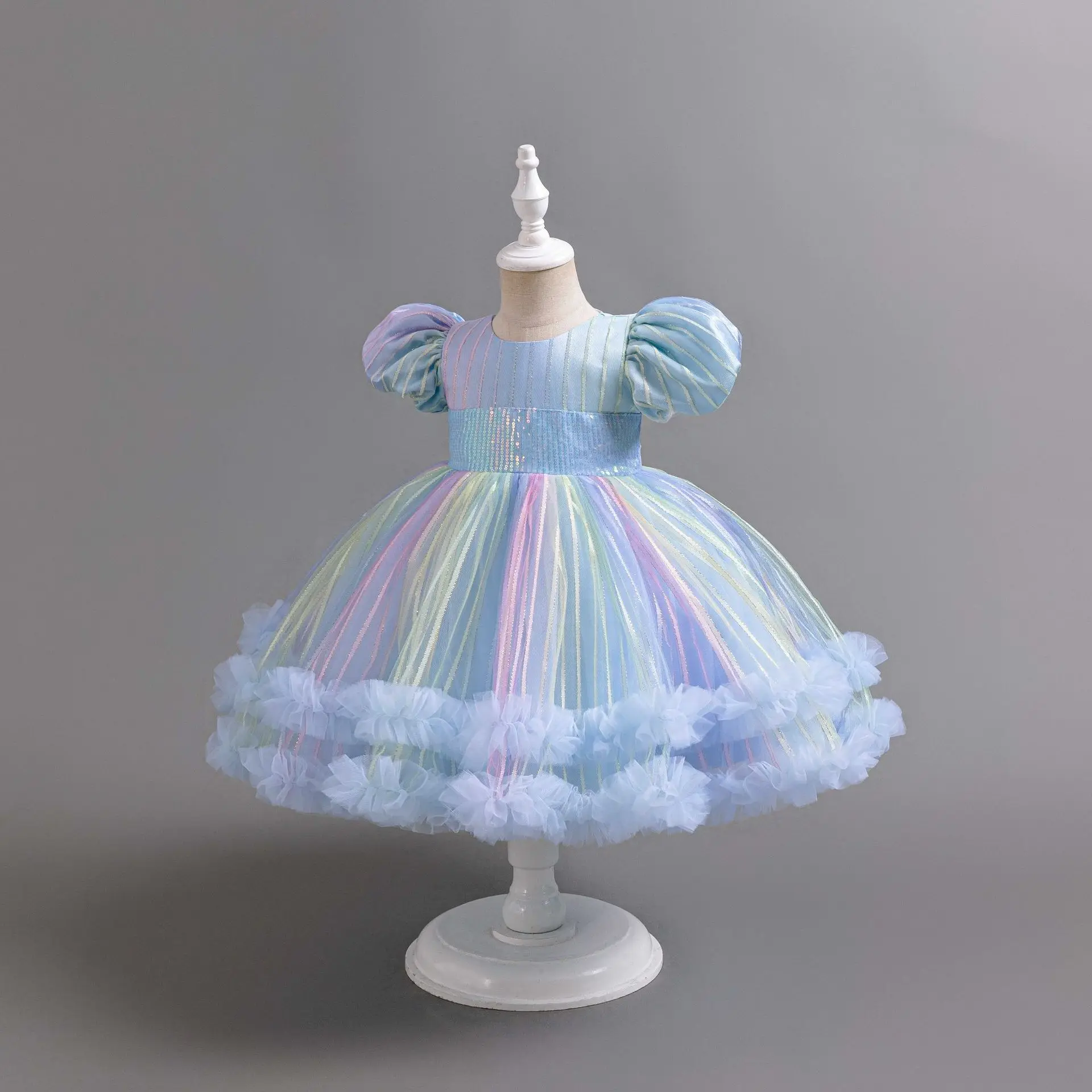 Robe de Bal Colorée en Tulle pour Petite Fille, Tenue de Princesse pour Enfant de 1 à 6 Ans, Nouvelle Collection