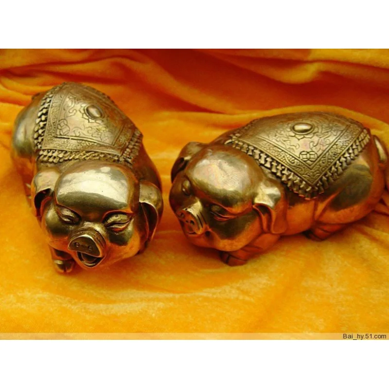 

Pure Copper Pig Ornament Caroline brown Brass Zodiac Pig