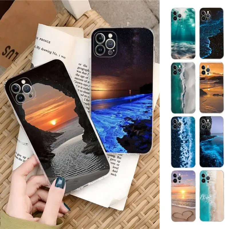 Sea Beach Phone Case For iPhone 14 13 12 11 Pro Max XS X XR SE 2020 6 7 8 Plus Mini Transparent Shell