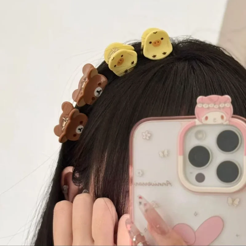 

Милая заколка для волос с курицей Rilakkuma, мультяшная голова медведя, акриловая маленькая заколка для волос, аксессуары для волос, кавайный головной убор для девочек, подарок на день рождения