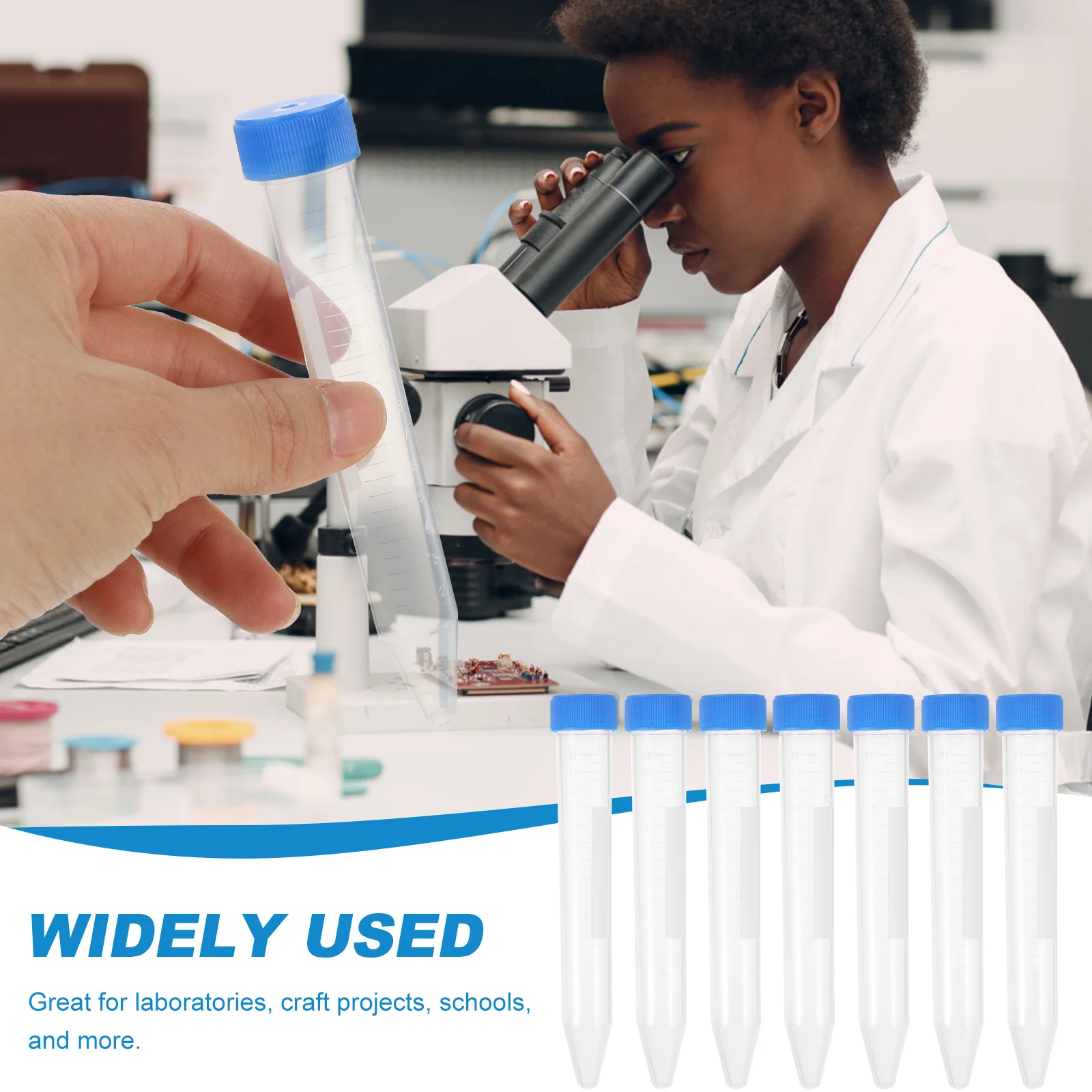 

50pcs Tubes 15ml Screw Cap Conical Bottom Graduated Random Color for Lab Testing Sample Storage Craft Use