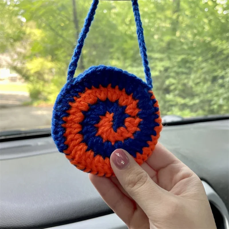 Funny Circle lollipops Car Pendant handmade knitting Car Hanging Ornament  for Car Products Interior Accessories