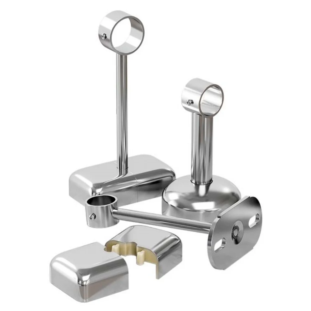 2Pcs 201 Stainless Steel Flange Bracket Wall Ceiling Mount Tube Clothes Rod Hanger Holder Rail Support Pipe Flange Bracket Tool