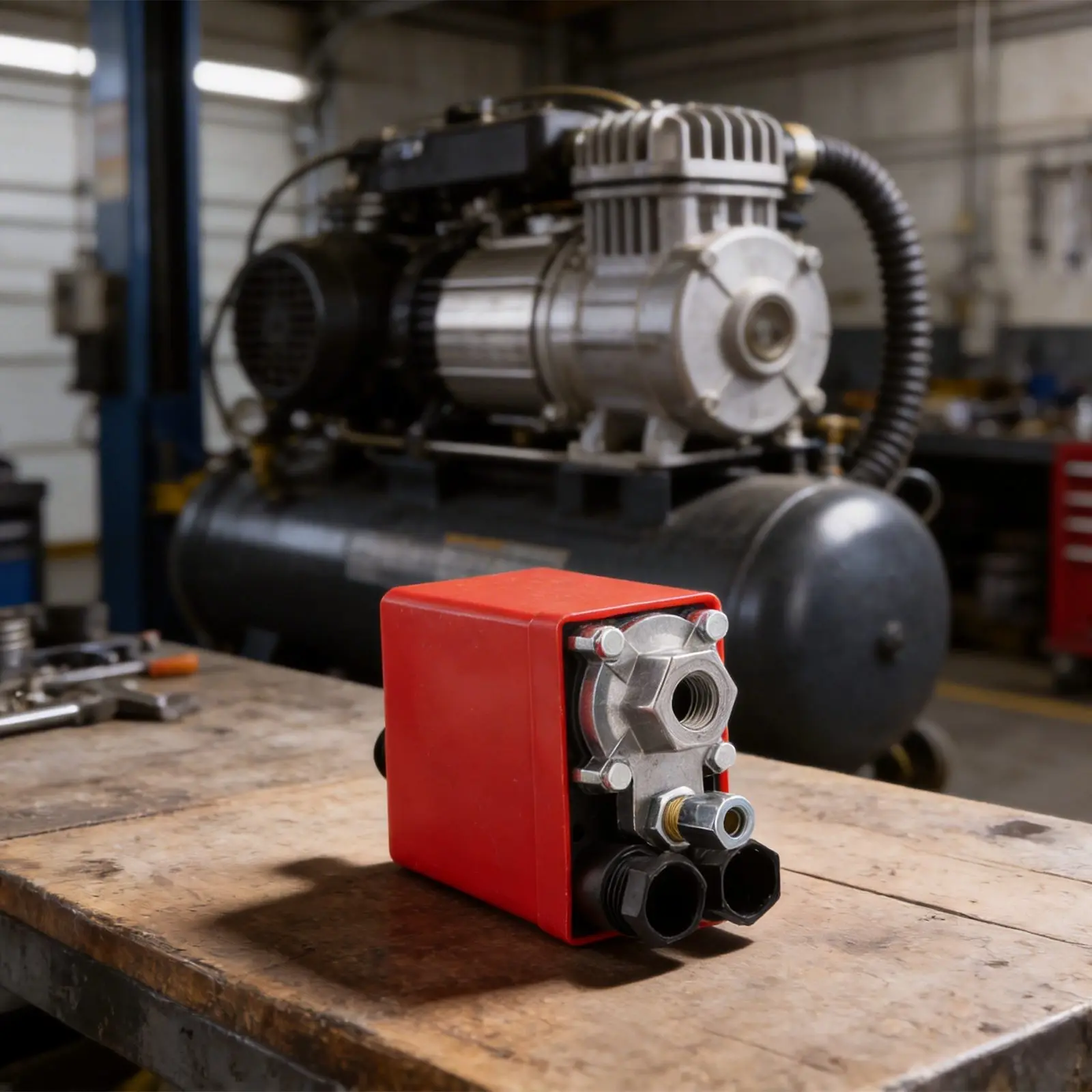 Workshop Performance 85*55*135 Mm Air Compressor Switch Bright Red Cover Compact Design 85*55*135 Mm Lightweight 297 Grams