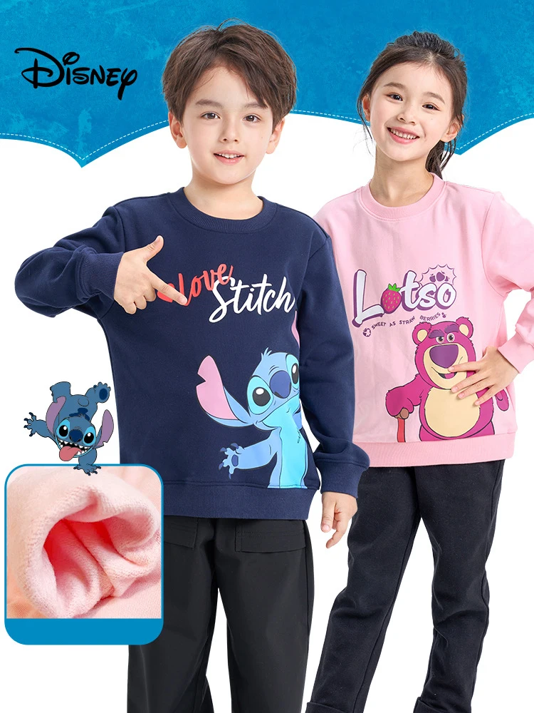 

Детская толстовка с капюшоном Disney, клубничный медведь, стежка Винни, весенне-осенний стиль, свободный топ с длинными рукавами и круглым вырезом для девочек и мальчиков