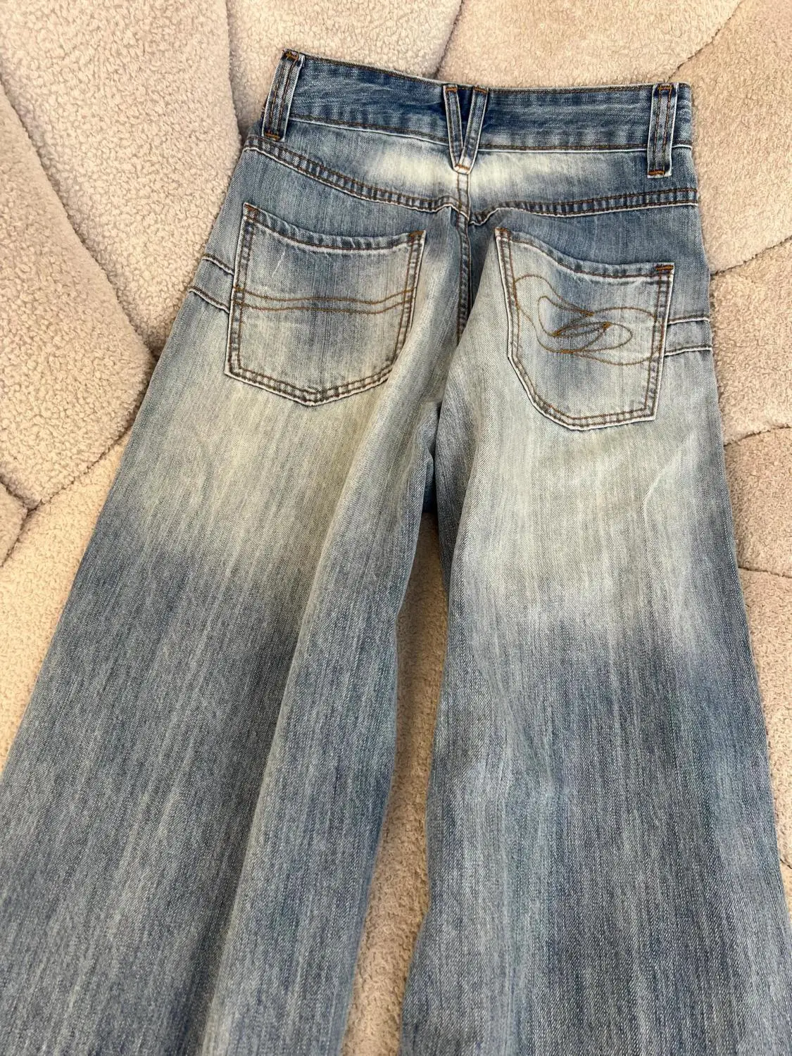 

Ретро-джинсы в американском стиле, синие, с вышивкой, свободные, прямые, с высокой талией, широкие штанины, женские, летние, новые, повседневные джинсы