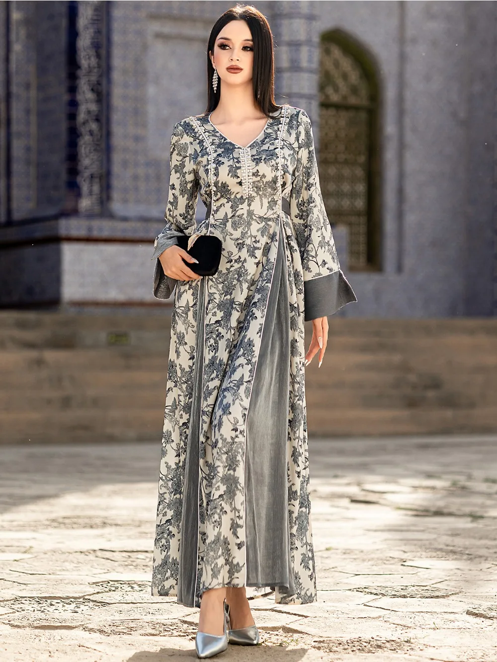 Eid Muslim Dress for Women Abaya Party Diamond Satin Print Jalabiya Ramadan Morocco Long Robe Dubai Kaftan Vestidos Largos 2024