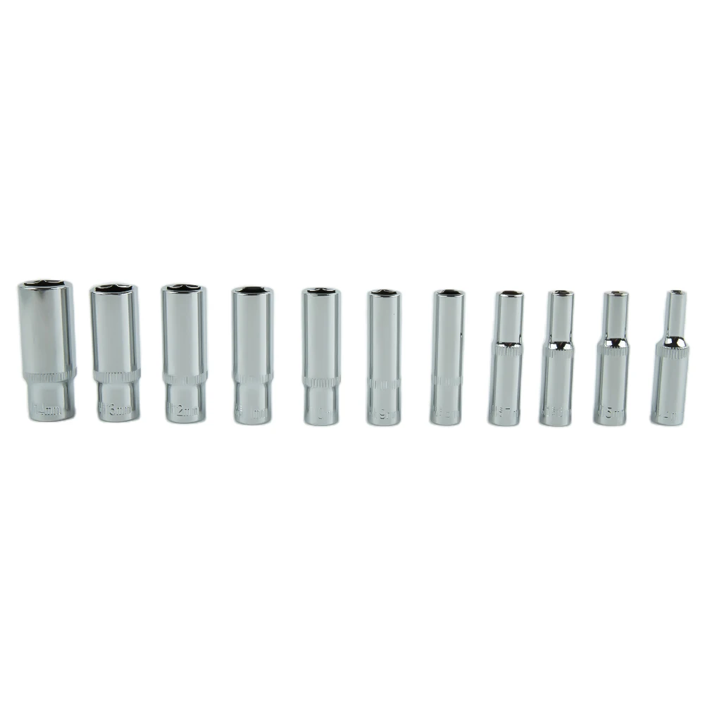 

Hand Tools Hex Socket Hand Tools 1/4inch 11pcs 4-14mm 50mm Deep Sockets Hand Tools Lengthened Socket Wrench Head