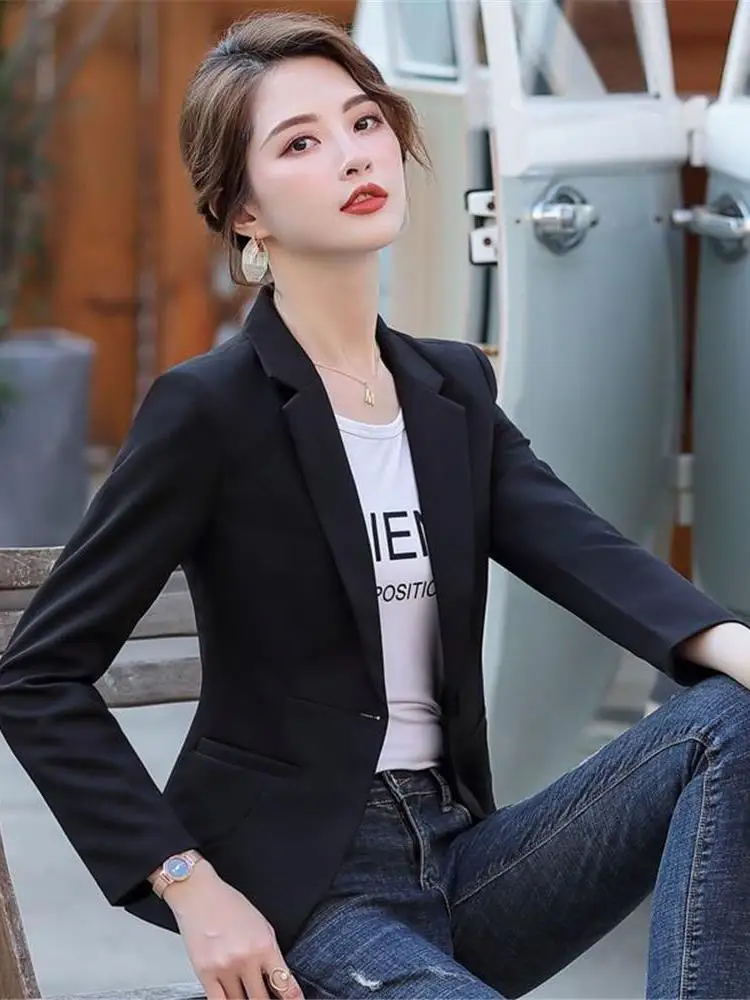 بدلة نسائية قابلة للتنفس بقصة ضيقة من Jaet غير رسمية متعددة الاستخدامات كورية Sle لربيع وخريف 2023 وصلت حديثًا بلوزة Ele #2