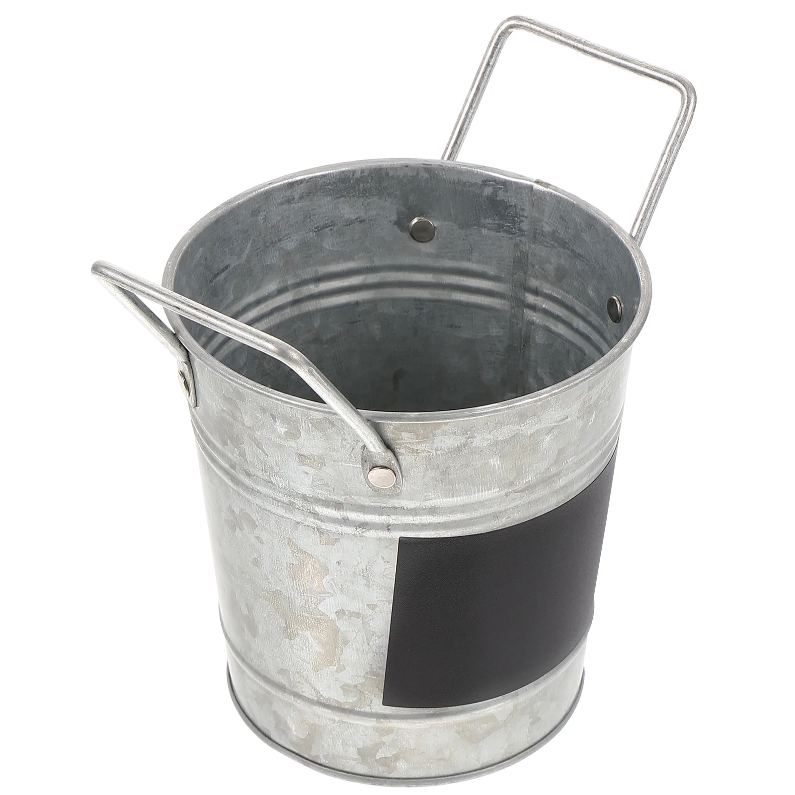 

Galvanized Iron Flowerpot Blackboard Style Vintage Decor Plant Containers Gardening Bucket Rustic Metal Planter