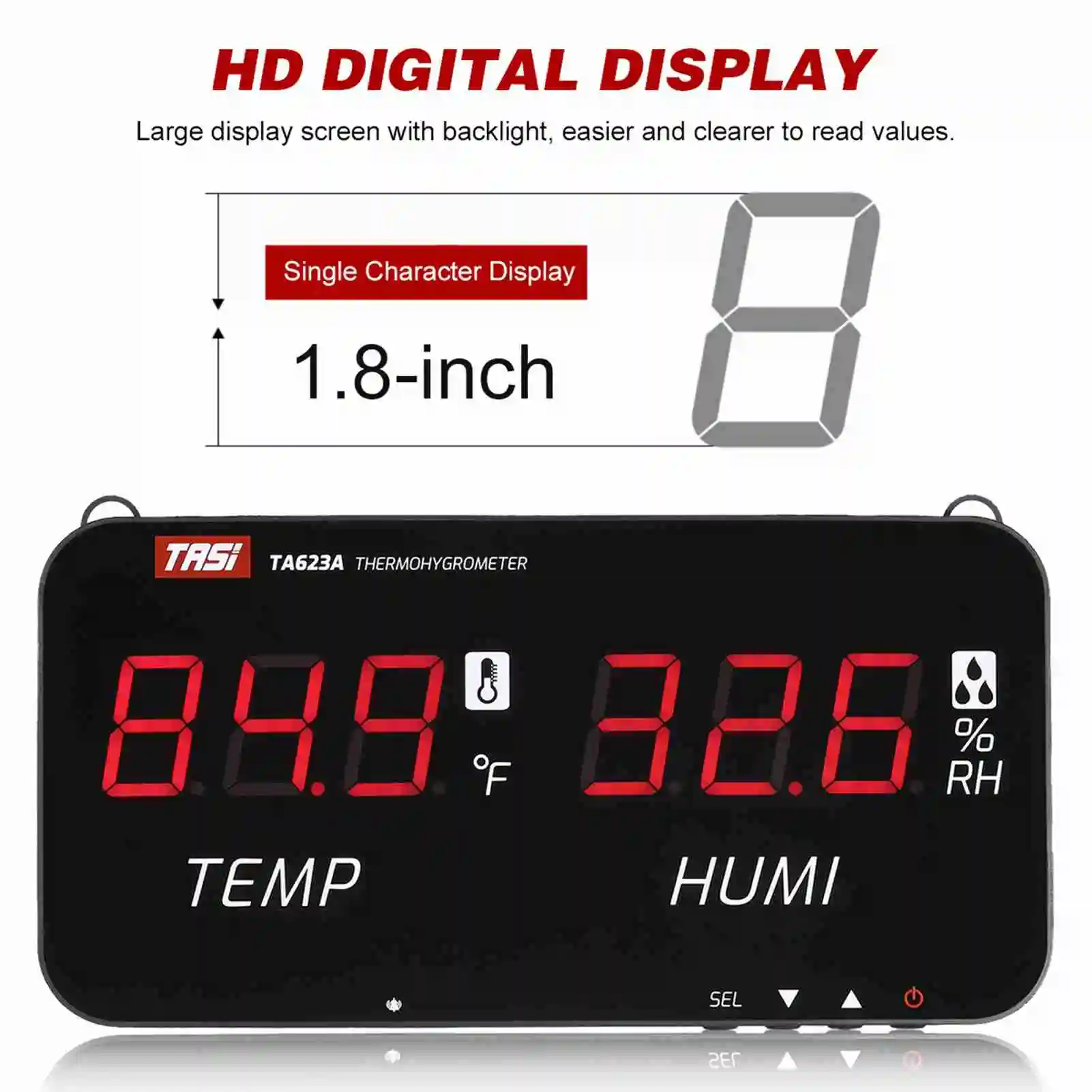 TASI Intelligent temperature -20℃-80℃ LED digital display wall mounted industrial agricultural household digital hygrograph