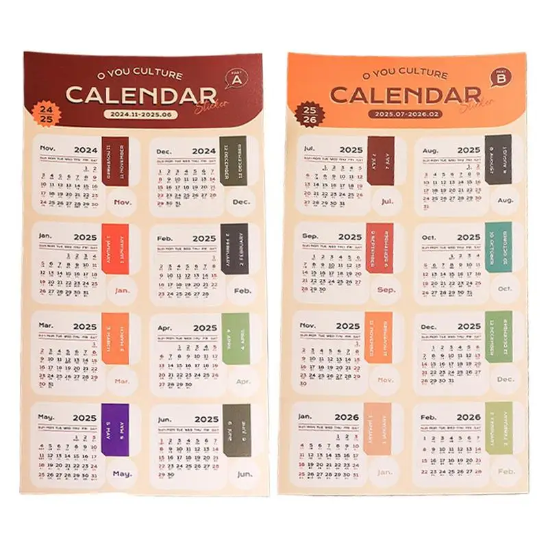 2025 Calendar Index Tab Stickers Waterproof Monthly Calendar Stickers Clear Printing Weekly Planner Label for Project Planning