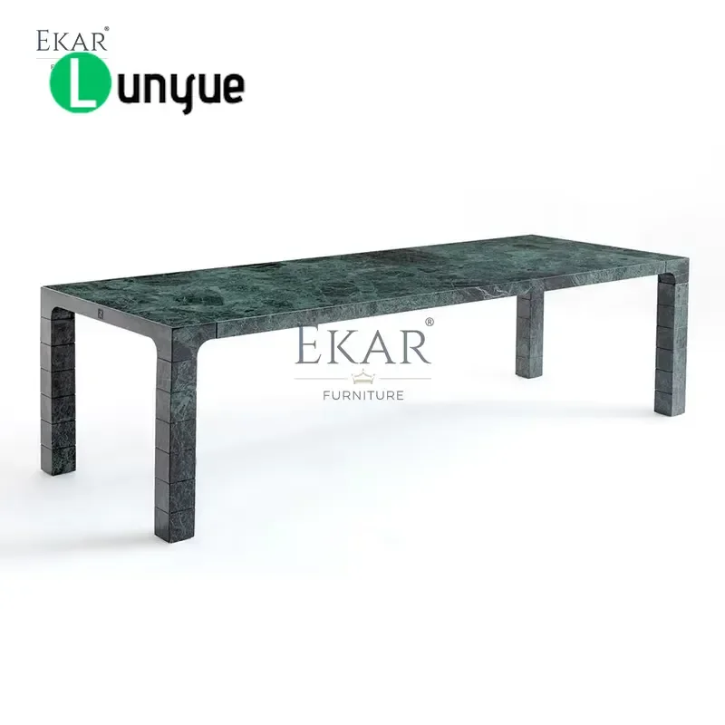 Modern Luxury Green Rectangular Dining Table Elegant Metal Base Stylish Design for Wedding Kitchen Living Room Home Furniture