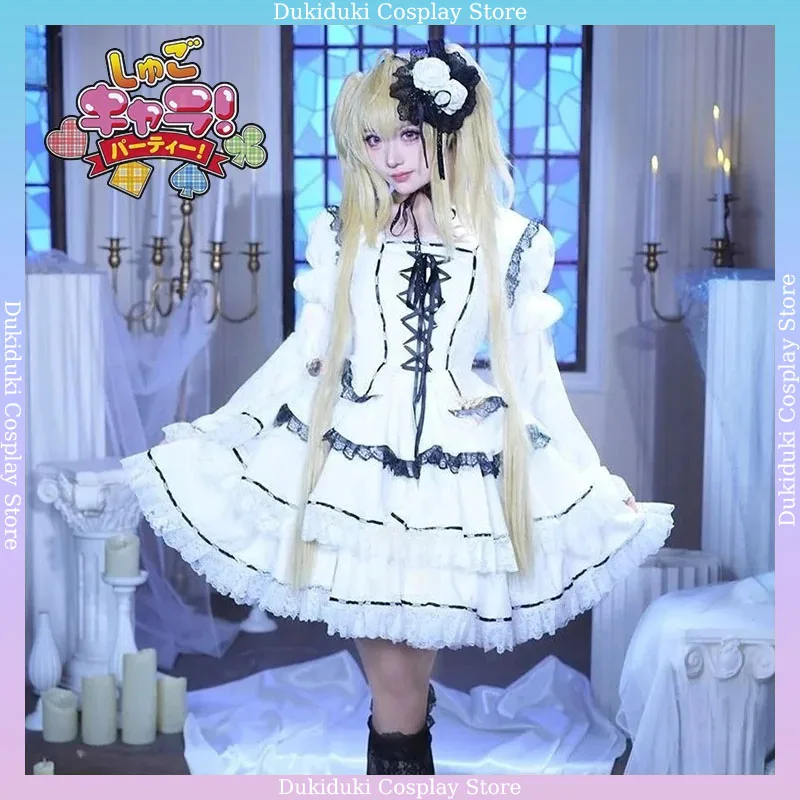 

Tsukiyomi Utau Cosplay Costume Anime Shugo Chara White Gothic Lolita Dress Girls Uniforms Accessories Set Carnival Party Suits