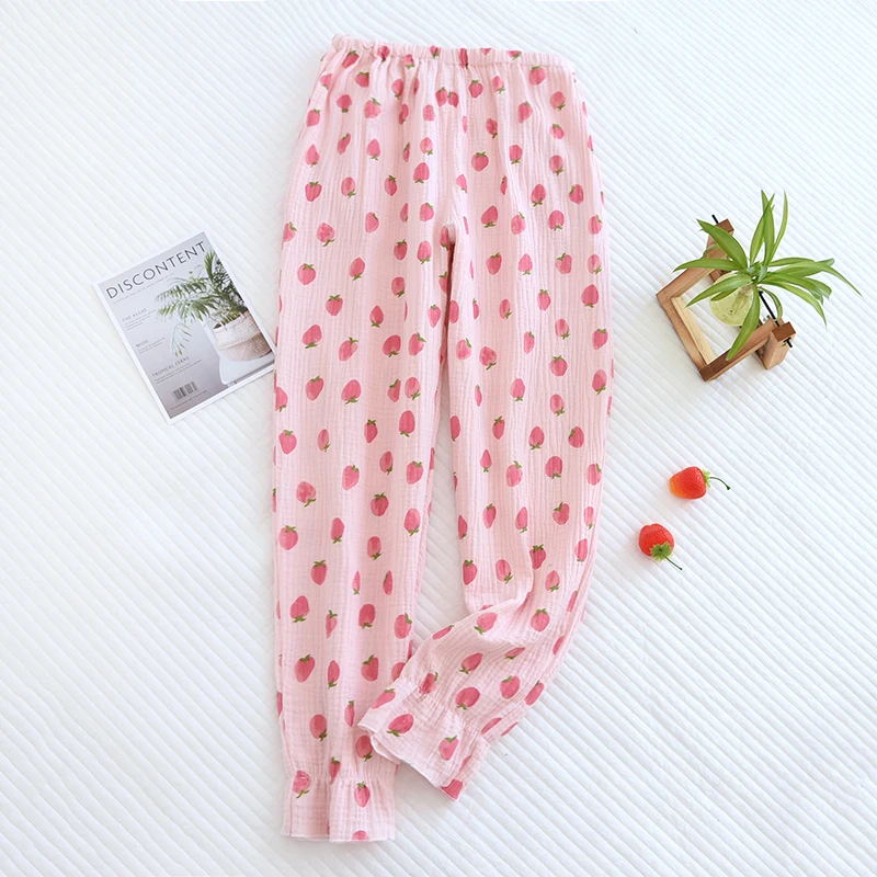 2022 New Spring Summer Cute Pajama Cotton Yarn Trousers Pants Verano Pijama Mujer Pyjama Femme Women Crepe Sleepwear Pantalones