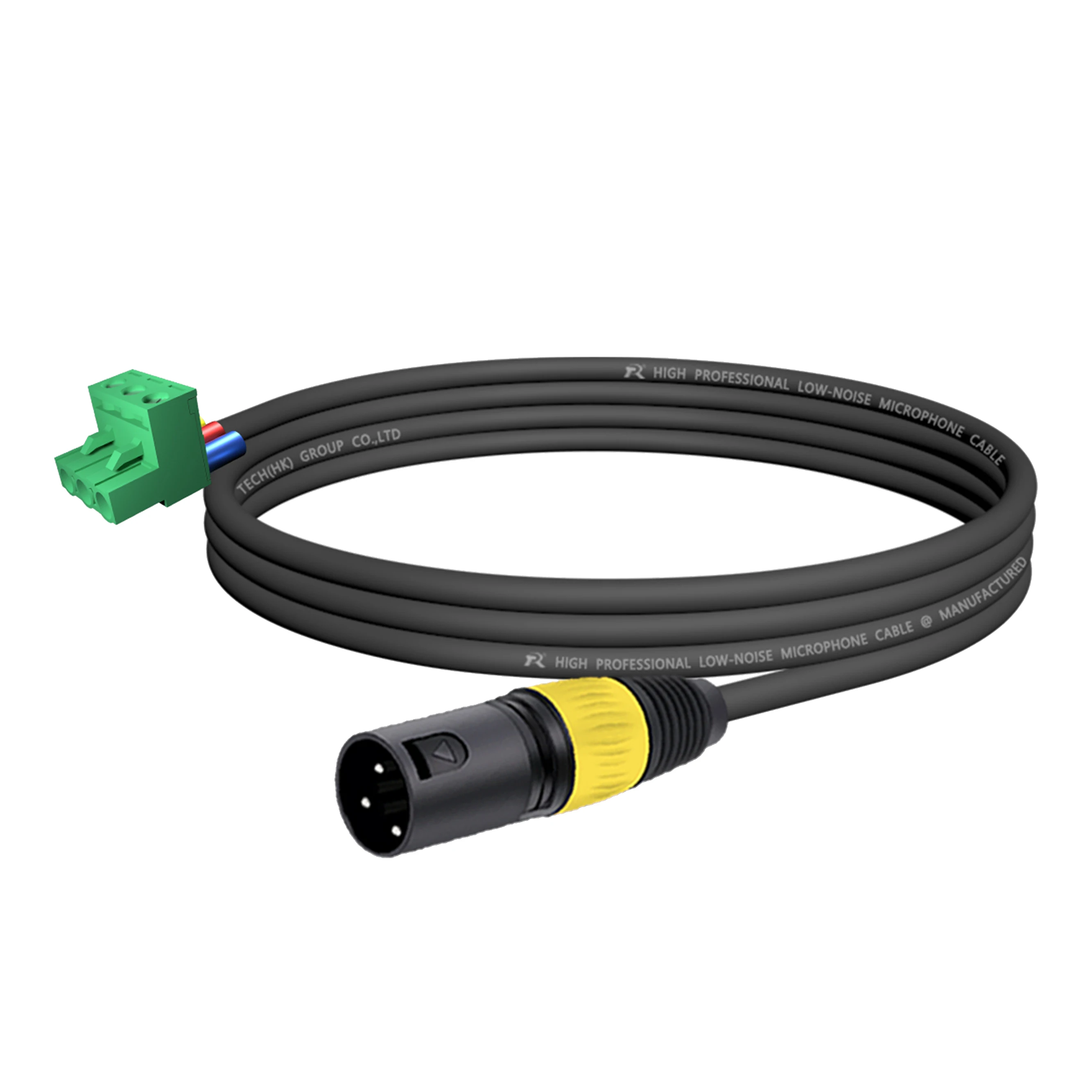 Geräuscharmes Audiokabel, PHX3M/2EDG-5.08 3-poliger Stecker Schraubklemmenblock zu 3P XLR F/M, Schwarze Kabelhülle mit Farbigem Reliefring – Detail 7