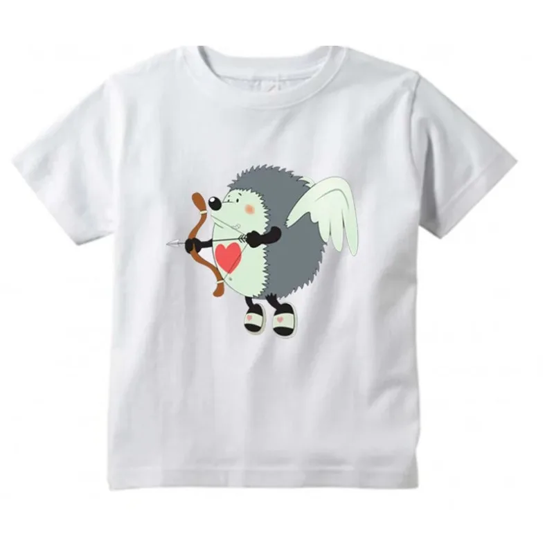 Camiseta con diseño de abrazo/beso de erizo para niños, Tops informales de manga corta, camisetas divertidas de animales para niños y niñas, Verano