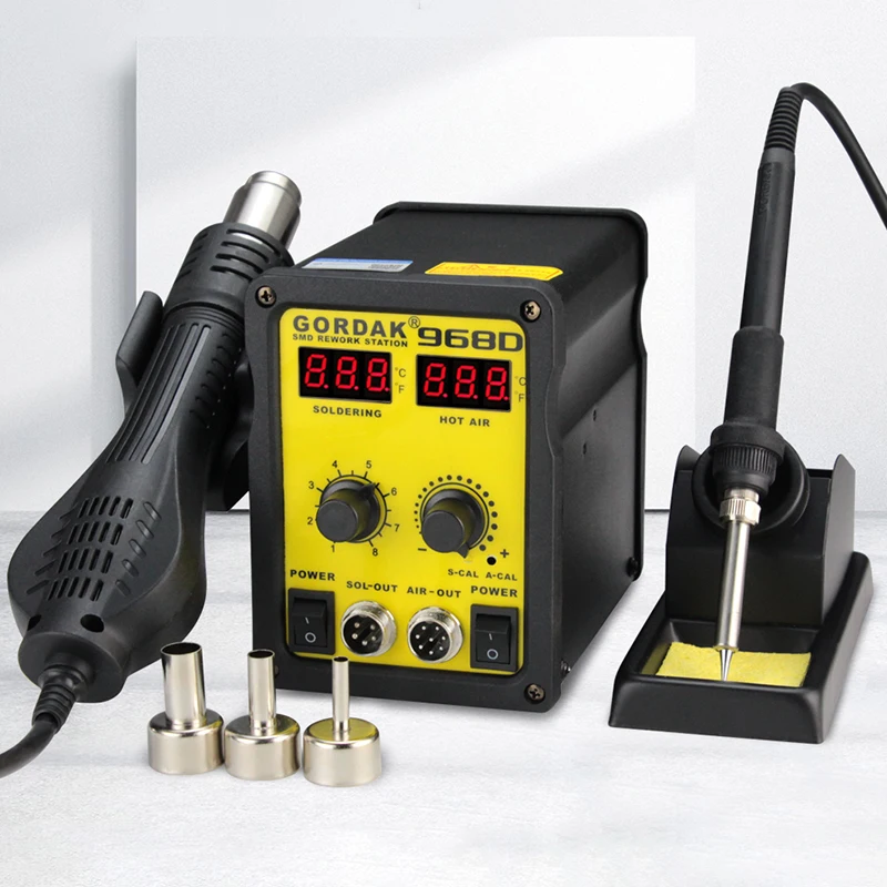 

GD968D Dual Digital Display Anti Static Desoldering Station Welding Repair Tool Smd Rework Station Hot Air Gun Soldering Station