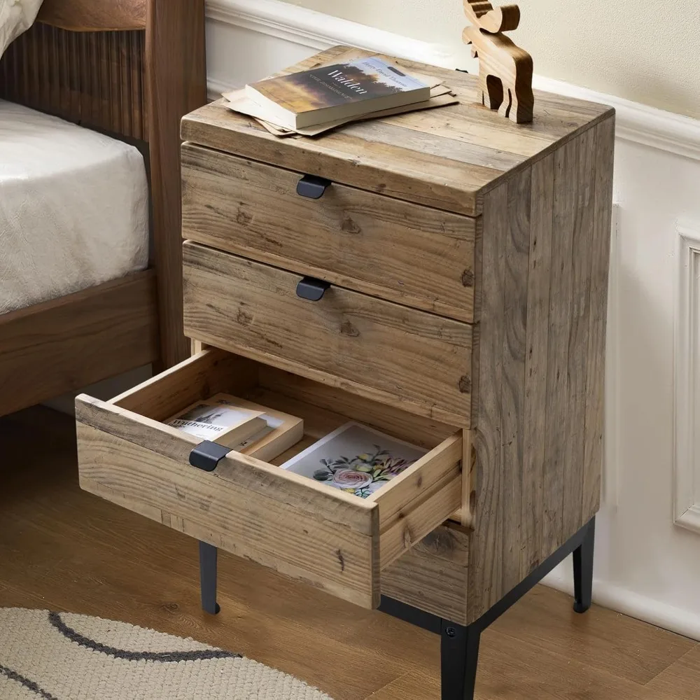 

Farmhouse Nightstand Wood Bedside Table with 4-Drawers Bedside End Tables Storage, Customized