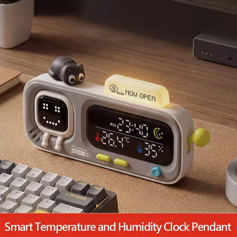 Smart Desktop Temperature and Humidity Clock Electric Digital Home Temperature and Humidity Meter Smart Fun Reminder
