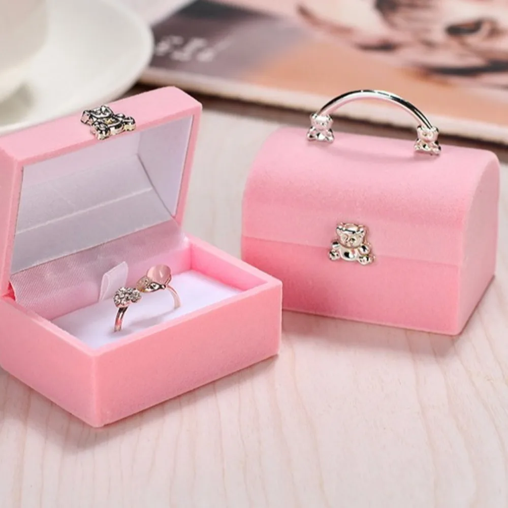 

Портативный бархатный креативный чехол для колец, лебедь, русалка, коробка для демонстрации колец, цветок, черепаха, серьги, брелок для девочек