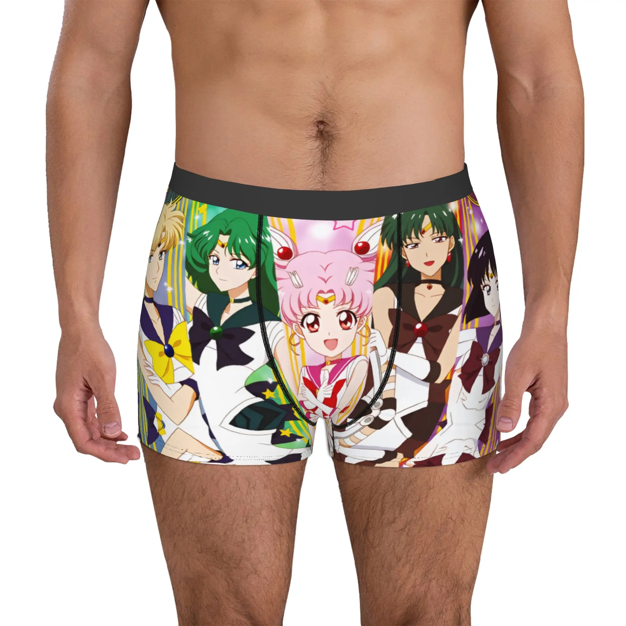 Calzoncillos tipo bóxer Sailor Moon Mercury Mars para hombre, ropa interior Chibi Moon Pluto, calzoncillos geniales