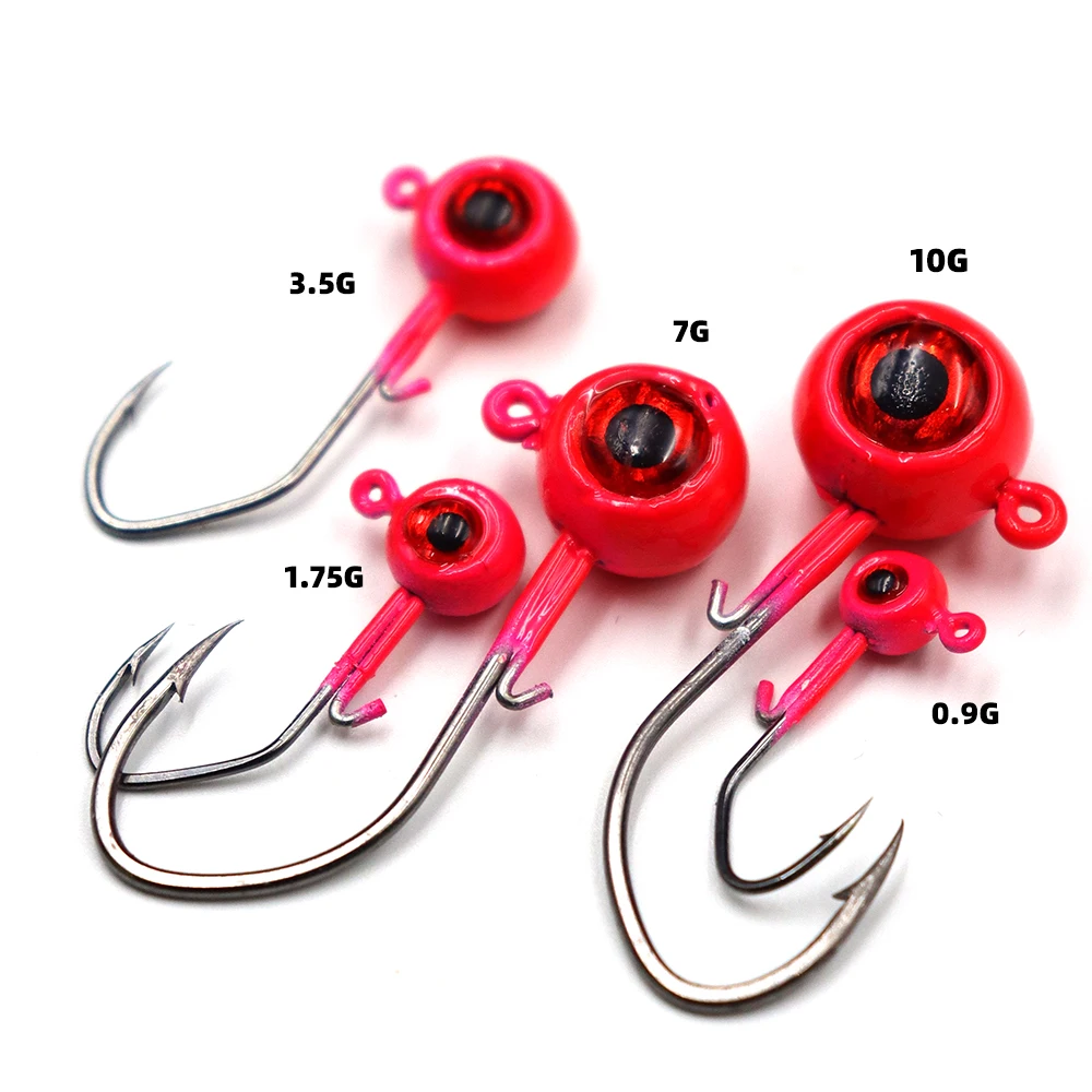 ZYZHE 4 Stück/Beutel JIG-Kopfhaken 0,9/1,75/3,5/7/10G 5 Farben Hochfeste Scharfe Haken Süßwasser-Angelhaken Weichköder-Haken – Detail 13