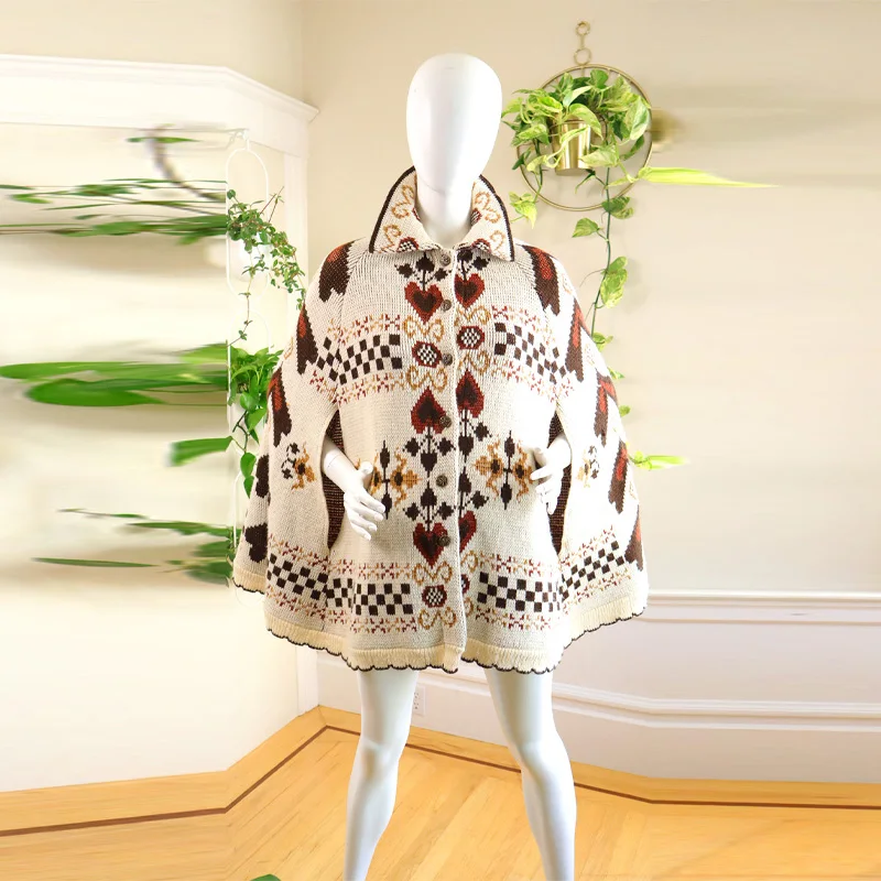 

Шикарный женский вязаный кардиган, свободная накидка с разрезными рукавами, однобортный свитер-пончо, новинка 2025 года, осенняя женская мода, трикотаж