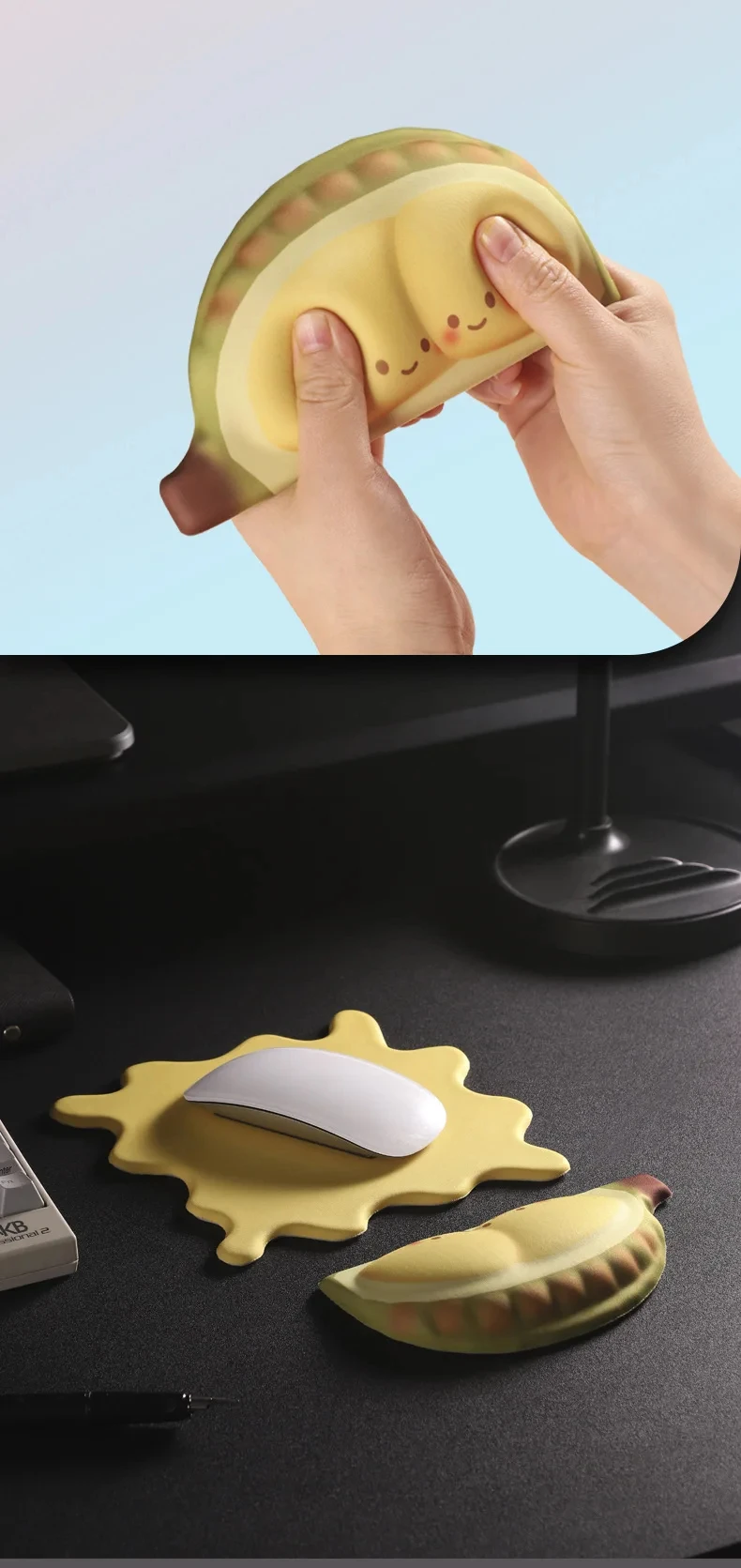 Fruchtförmige Silikon-Handgelenkauflage Mauspad Ergonomische Schreibtischunterlage für Büro und Gaming 3 Fruchtdesigns zur Auswahl – Detail 4