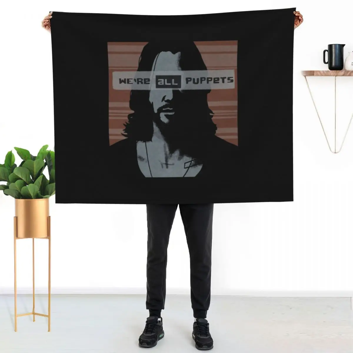 Wea??re All Puppets Throw Blanket Retros funny gift Personalized Gift for winter Bed Camping Blankets