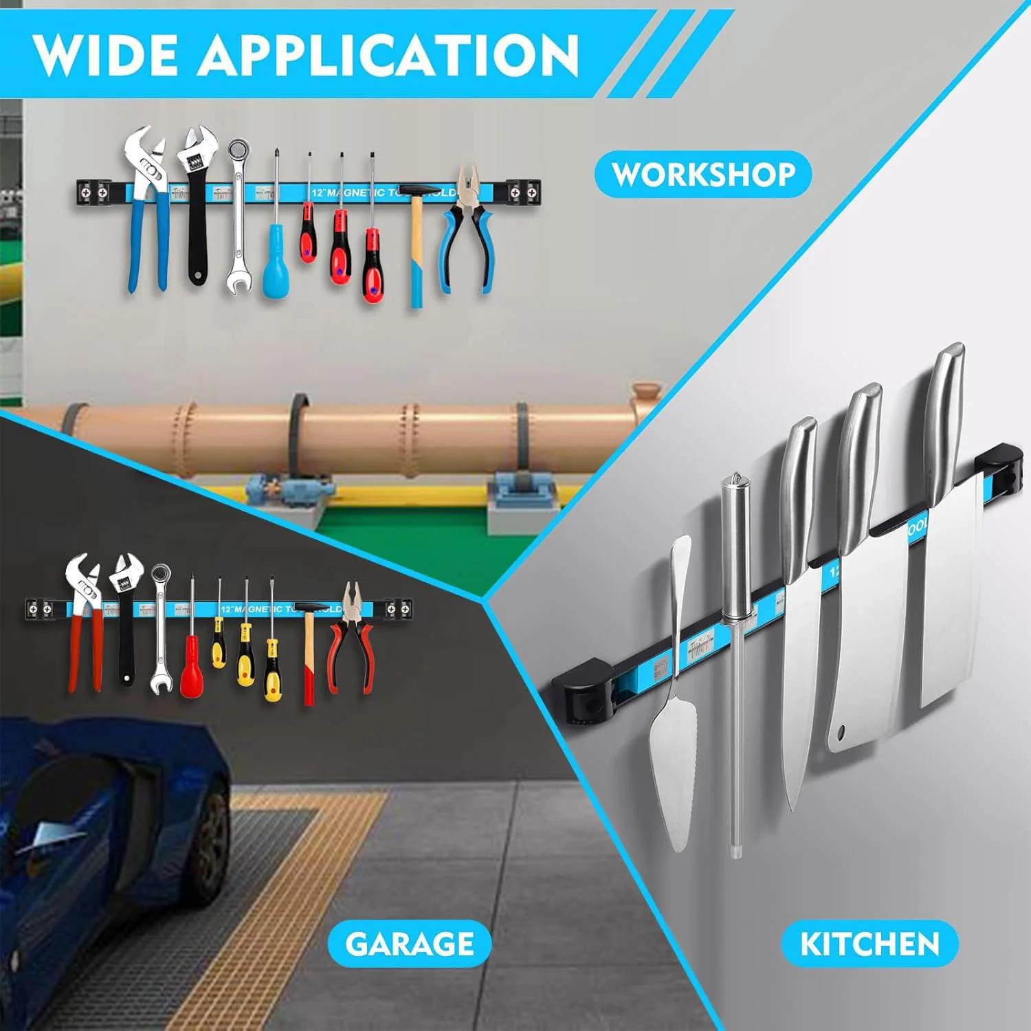 Magnetic Tool Holder Heavy-duty Magnet Tool Bar Long Strip Garage Workshops Hardware Storage Metal Organizer Rack For Workbench image 4