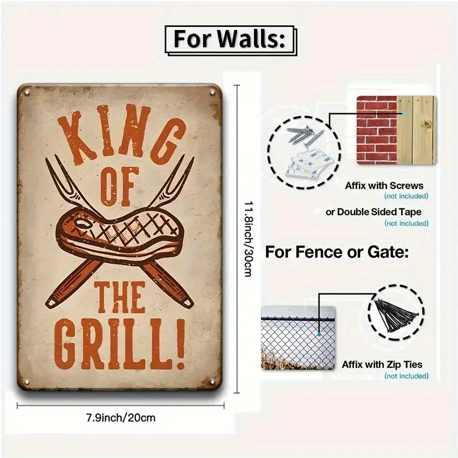 [JIT] 6 قطع ملصق معدني للشواء مقاس 8.0 × 12.0 بوصة ديكور جداري عتيق للفناء للرجال الكهف والمطبخ الخارجي وهدية لمحبي الشواء