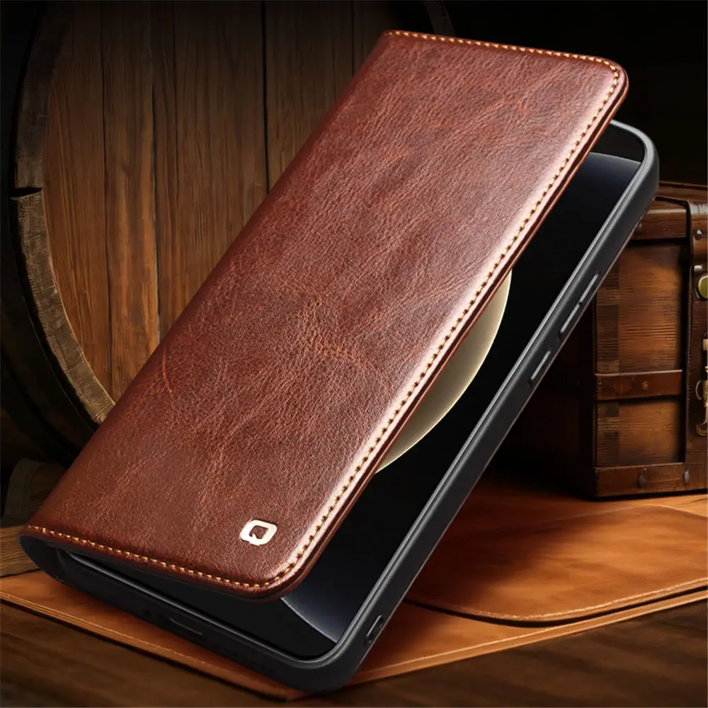 

Premium Natural Cowhide Flip Case for Xiaomi 15 Ultra Card Pocket Business Cover