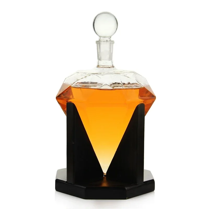 Hot Sales1000 Ml Stocked Glass Diamond Decanter With Color Box Package