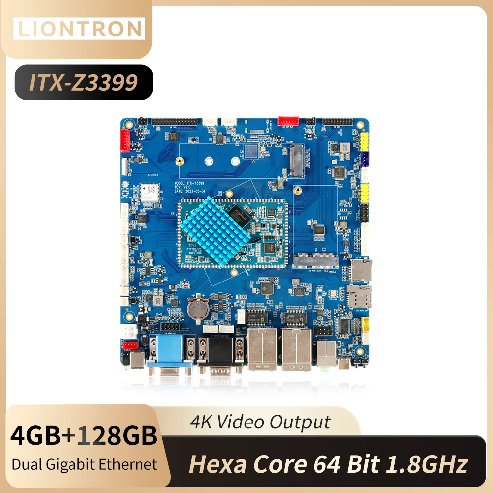 Liontron ITX Rockchip RK3399 Motherboard M.2 PCIE NVME SSDS 2242/2260/2280 VGA HDMI eDP MIPI LVDS TF 256GB for Digital Signage