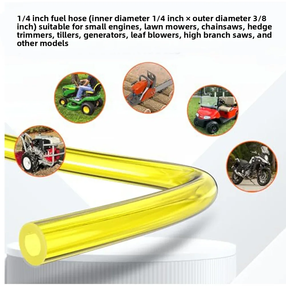 10 Feet Fuel Line Hose 1/4 Inch ID 3/8 Inch OD With 10 Clamps For Lawn Mower  Petrol Pipe For Trimmer Chainsaw Blower Line Tool
