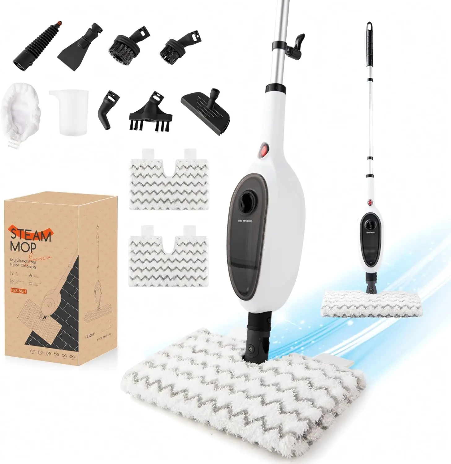 

Steam Mop with Double-Sided Flip, 15s Fast Heat, 10-in-1 Cleaner for Kitchen & Floor