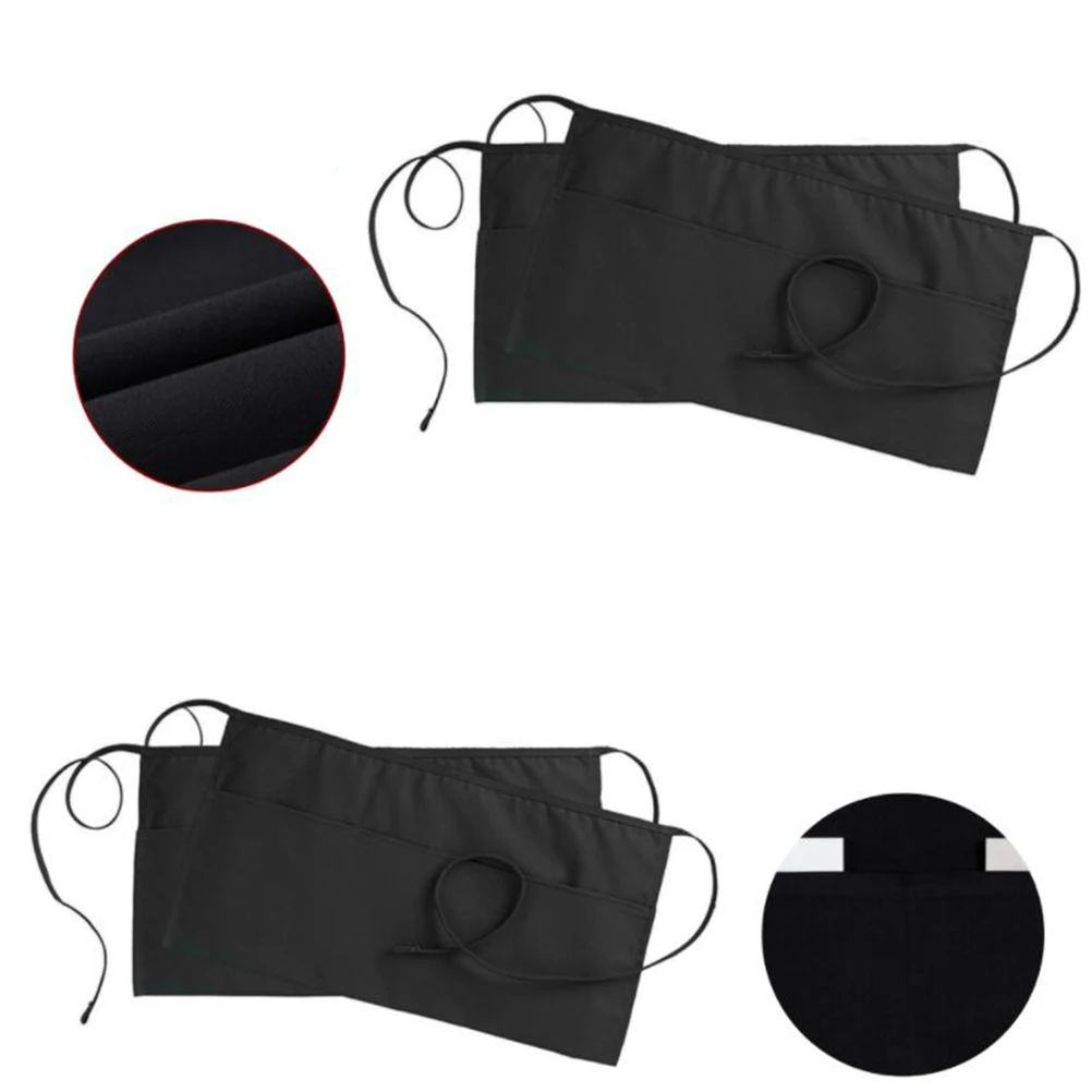 

Adjustable Waist Short Apron For Cooking Baking Gardening Polyester Cotton Heavy Duty Kitchen Restaurant Hotel Serving